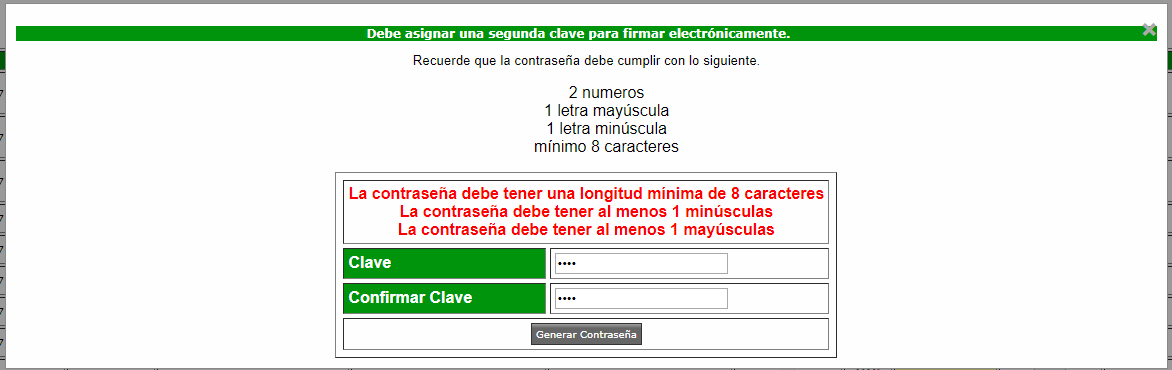 error en asignación clave