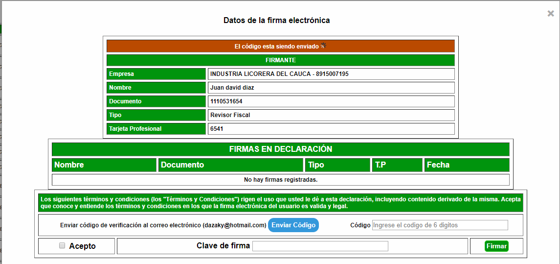 Cargando envio de codigo
